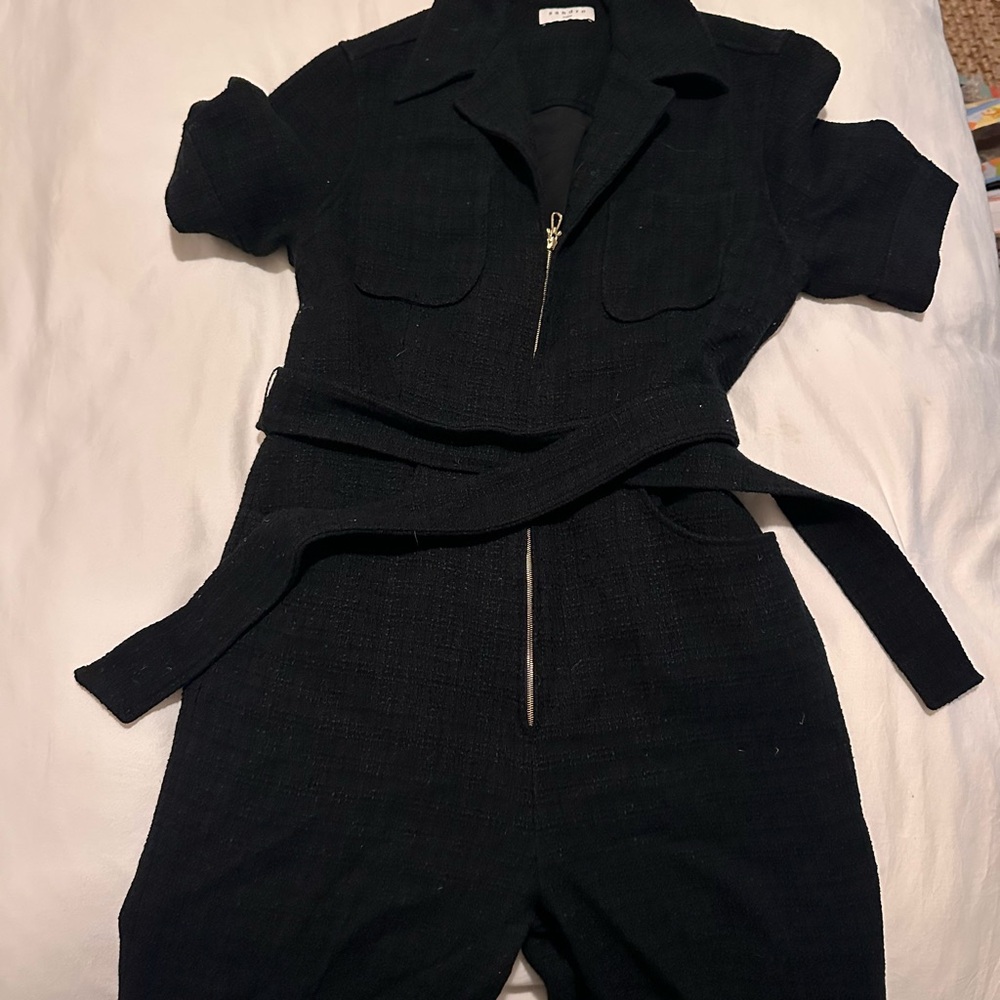 Sandro Black Belted Jumpsuit